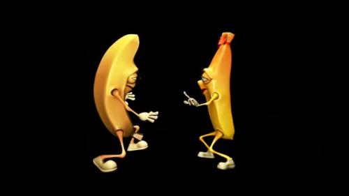 Videohive - mr. Banan and ms. Banana - Looped Dance with Alpha Channel and Shadow - 35797045