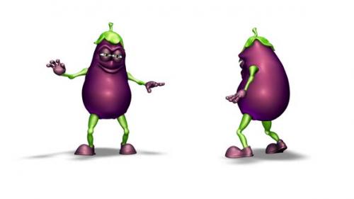 Videohive - Two Eggplants - Looped Dance on White Background - 35797052