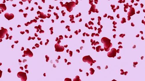 Videohive - Flowing red hearts on pink background - 35808260