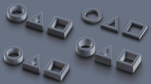Videohive - Abstract animation geometric figures. Isometric 3d illustration on gray background. - 35810423
