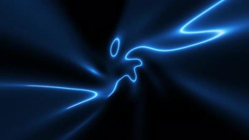 Videohive - Electricity Blue Neon Abstract Fractal Background 4K - 35811052