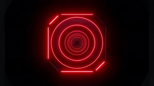 Videohive - 4k Red Neon Radial Tunnel - 35766242