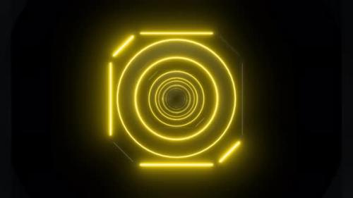Videohive - 4k Yellow Neon Radial Tunnel - 35766244