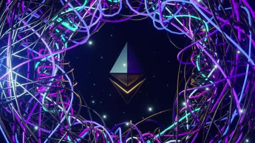 Videohive - Ethereum In Ring Crypto Background In Space 4K - 35766686