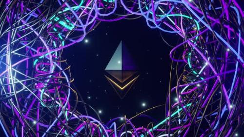 Videohive - Ethereum In Ring Crypto Background In Space HD - 35766689