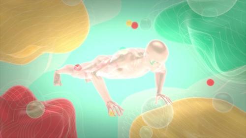 Videohive - 4K 3D abstract man doing pushups - 35784546