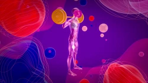 Videohive - 4K 3D abstract man doing squats - 35784549