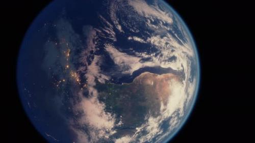 Videohive - Planet Earth Globe View From Space Showing Realistic Earth Surface and World Map - 35831952