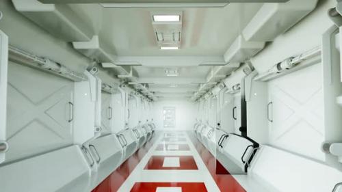 Videohive - Inside a sterile white futuristic spacgeship or scientific laboratory. Technology motion background - 35837134