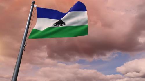 Videohive - Lesotho Flag 4K - 35837181