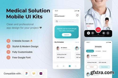Medical Solution Mobile App UI Kits Template