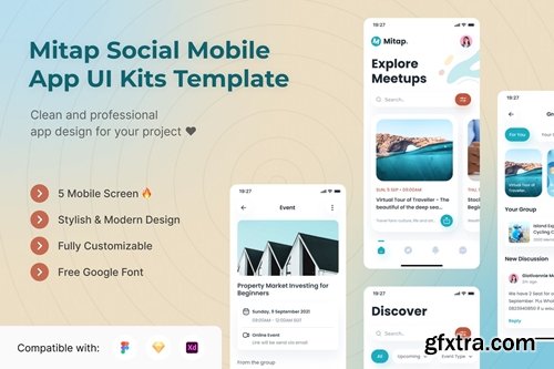 Mitap Social Mobile App UI Kits Template