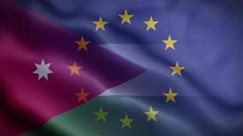 Videohive - EU Jordan Flag Loop Background 4K - 35907391