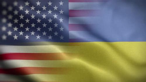 Videohive - USA Ukraine Flag Loop Background 4K - 35909012