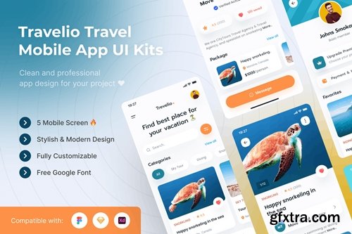 Trevelio Travel Mobile App UI Kits Template