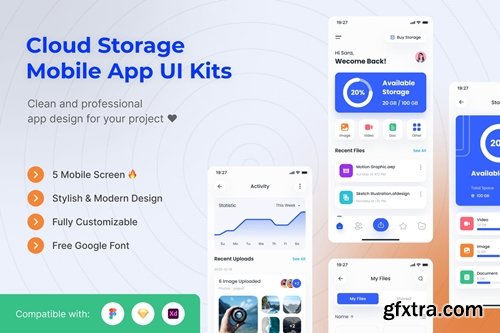 Cloud Storage Mobile App UI Kits Template