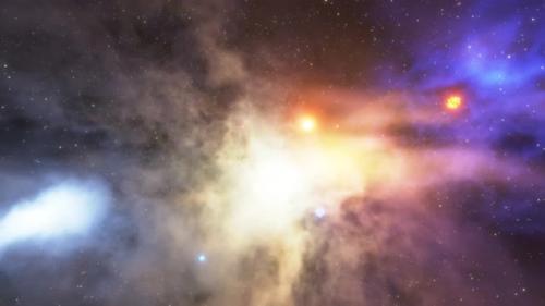 Videohive - 3d Space Flight Around Nebula in Space Against Bright Stars Asteroids Comets - 35914982