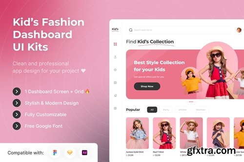 Kid’s Fashion Dashboard UI Kits Template