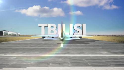 Videohive - Commercial Airplane Landing Capitals And Cities Tbilisi - 35938637