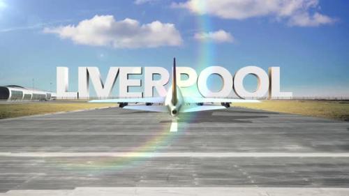 Videohive - Commercial Airplane Landing Capitals And Cities Liverpool - 35938662