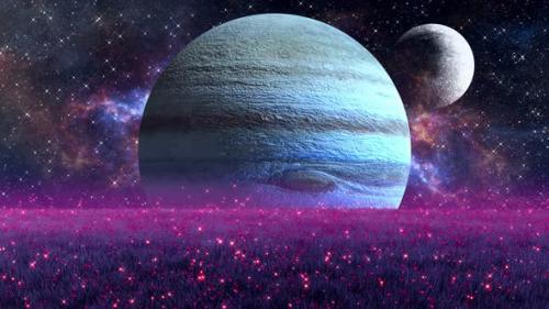 Videohive - 4k Fantasy Nature. Two Planets - 35938704