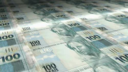 Videohive - Brazil Real, Reai money sheet printing seamless loop - 35890766
