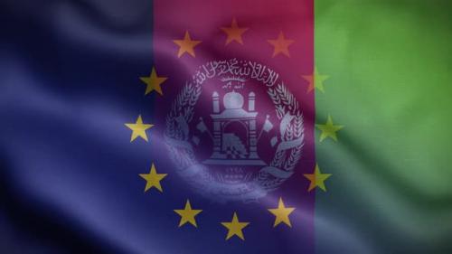 Videohive - EU Afghanistan Flag Loop Background 4K - 35906448