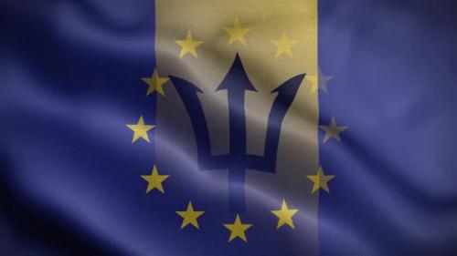 Videohive - EU Barbados Flag Loop Background 4K - 35906613