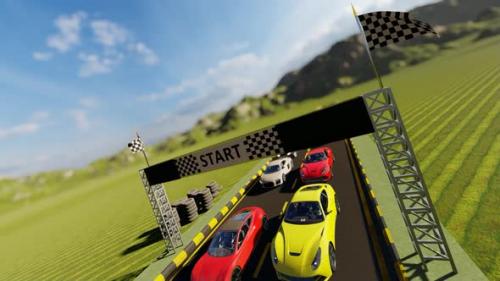 Videohive - Car Race Getting Started Aerial Shooting - 35865596