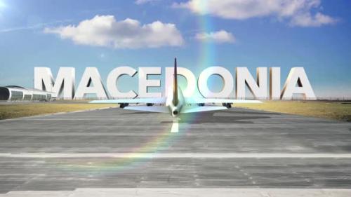 Videohive - Commercial Airplane Landing Country Macedonia - 35881447
