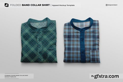 CreativeMarket - Folded Band Collar Shirt Mockup 6784824