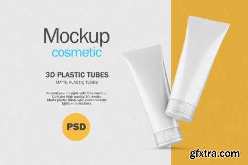 3D Matte Cosmetic Tubes - PSD Mockup
