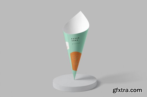 CreativeMarket - Paper Cone Packaging Mockups 6843988