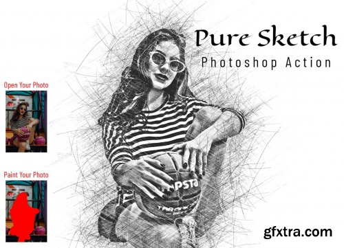 CreativeMarket - Pure Sketch Photoshop Action 6913633