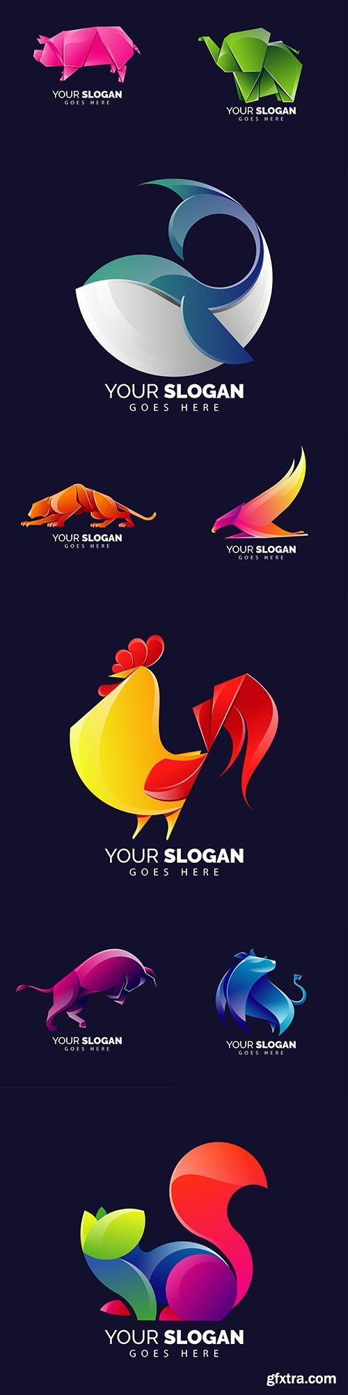 Origami logo colorful design in modern style