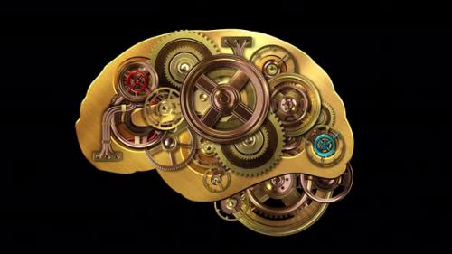 Videohive - Steampunk mechanism in the form of a human brain - 36044031