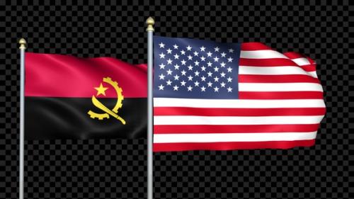 Videohive - Angola And United States Two Countries Flags Waving - 35980448