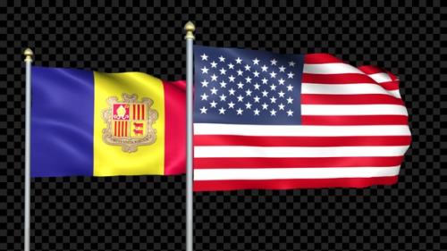 Videohive - Andorra And United States Two Countries Flags Waving - 35980449