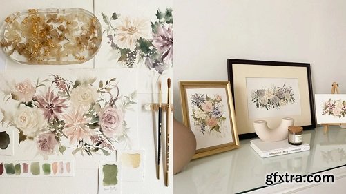 Dramatic Watercolor Florals: Learn How to Paint Dramatic Dahlias & Roses in Vintage Tones