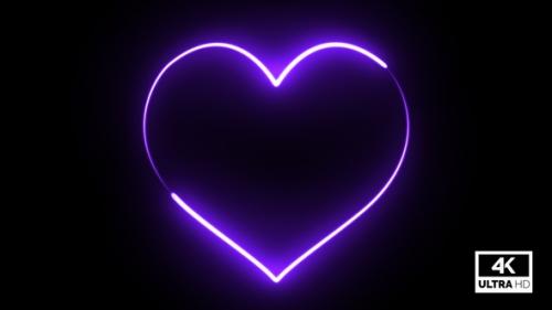 Videohive - Purple Neon Heart Beating 4K Alpha Footage V3 - 36041558