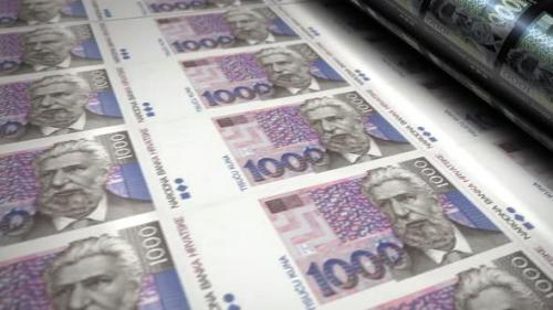 Videohive - Croatia Kuna money banknotes printing seamless loop - 35974143