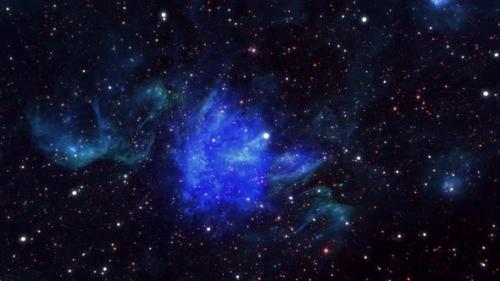 Videohive - Cosmic moving and glowing stars with colorful nebulae. - 35980357