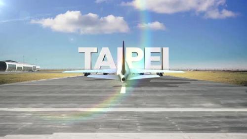 Videohive - Commercial Airplane Landing Capitals And Cities Taipei - 35938641