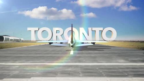 Videohive - Commercial Airplane Landing Capitals And Cities Toronto - 35938643