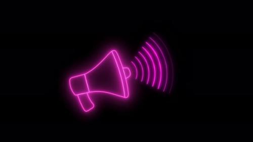 Videohive - Pink Color Neon Light Hand Speaker Animated On Black Background - 36076863