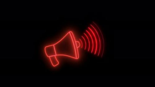 Videohive - Red Color Neon Light Hand Speaker Animated On Black Background - 36076864