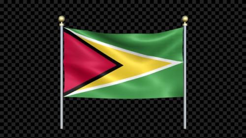 Videohive - Flag Of Guyana Waving In Double Pole Looped - 36076907