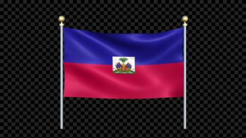 Videohive - Flag Of Haiti Waving In Double Pole Looped - 36079827