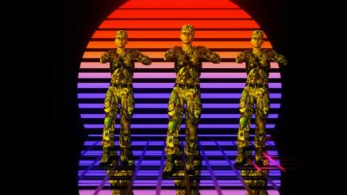 Videohive - Dancing Girl Soldiers On The Background Of The Sun 02 - 36080414