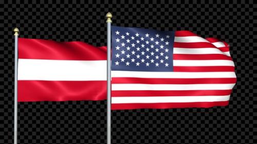 Videohive - Austria And United States Two Countries Flags Waving - 36080424